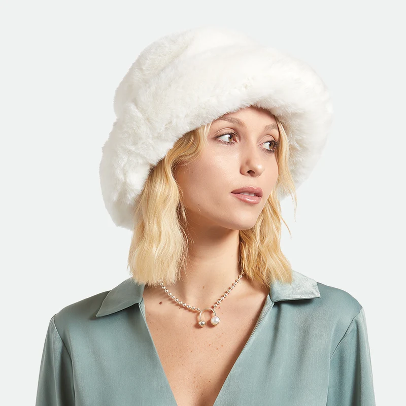 Chapeau Bob Pliable Dion en Fausse Fourrure blanc cassé BRIXTON