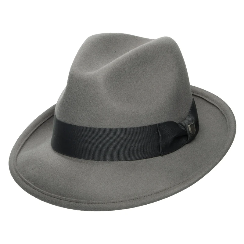 Chapeau Fedora Convertabrim Horton en Laine Feutrée gris BRIXTON