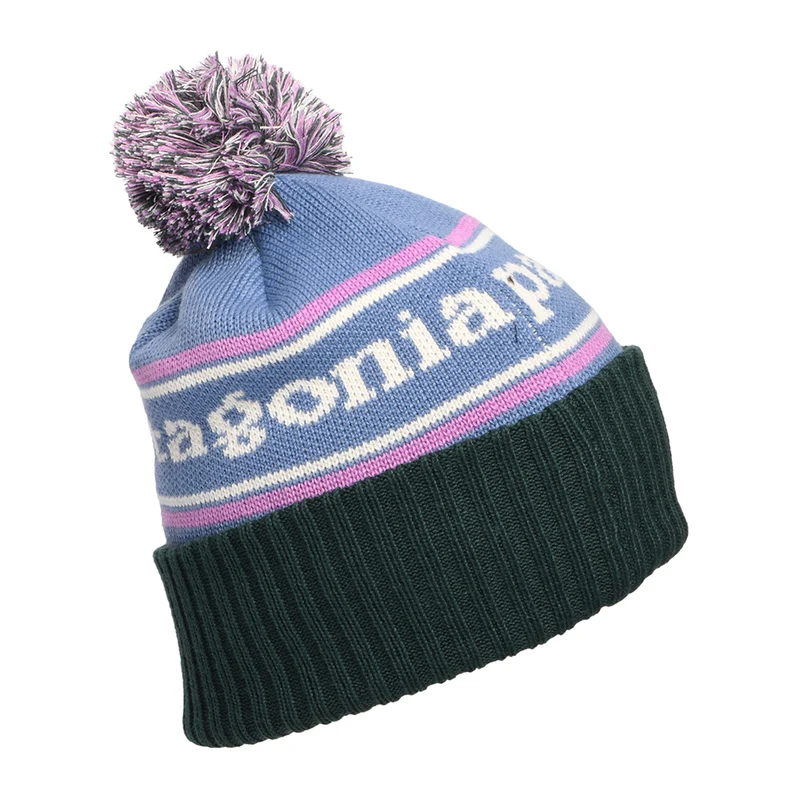 Bonnet à Pompon Powder Town bleu-violet-vert foncé PATAGONIA