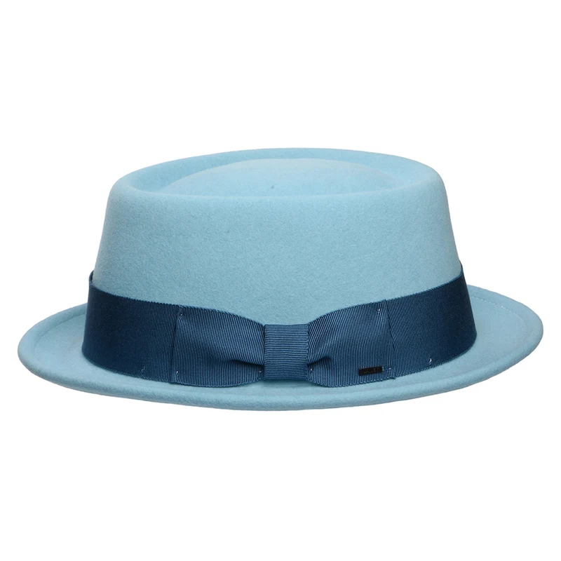 Chapeau Pork Pie en Laine Feutrée Déformable Hydrofuge Darron bleu clair BAILEY
