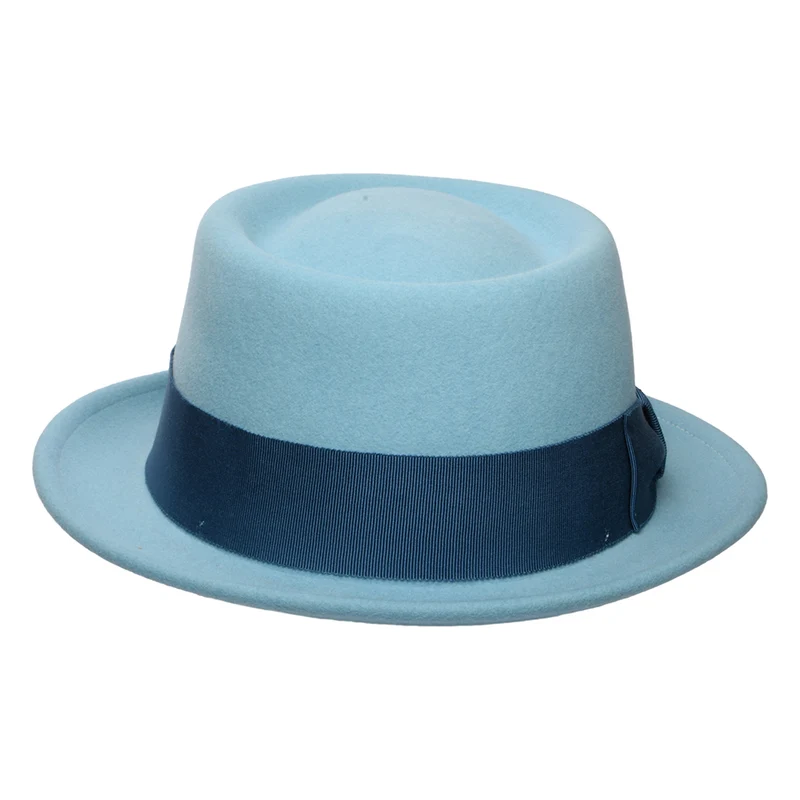 Chapeau Pork Pie en Laine Feutrée Déformable Hydrofuge Darron bleu clair BAILEY