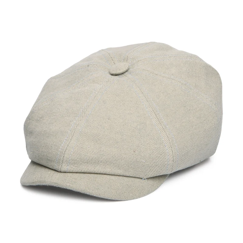 Casquette Gavroche en Coton Sergé Éco-Responsable Hatteras beige-bleu clair STETSON