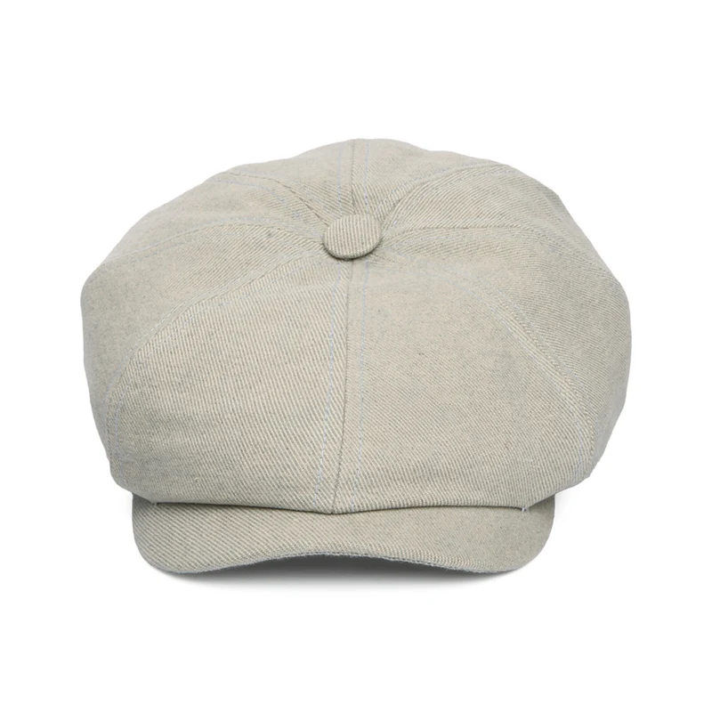 Casquette Gavroche en Coton Sergé Éco-Responsable Hatteras beige-bleu clair STETSON