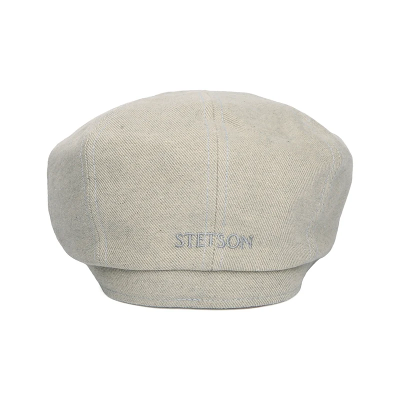 Casquette Gavroche en Coton Sergé Éco-Responsable Hatteras beige-bleu clair STETSON