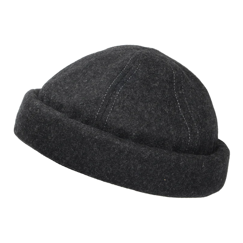 Bonnet Miki Breton en Laine Melton anthracite DORFMAN PACIFIC