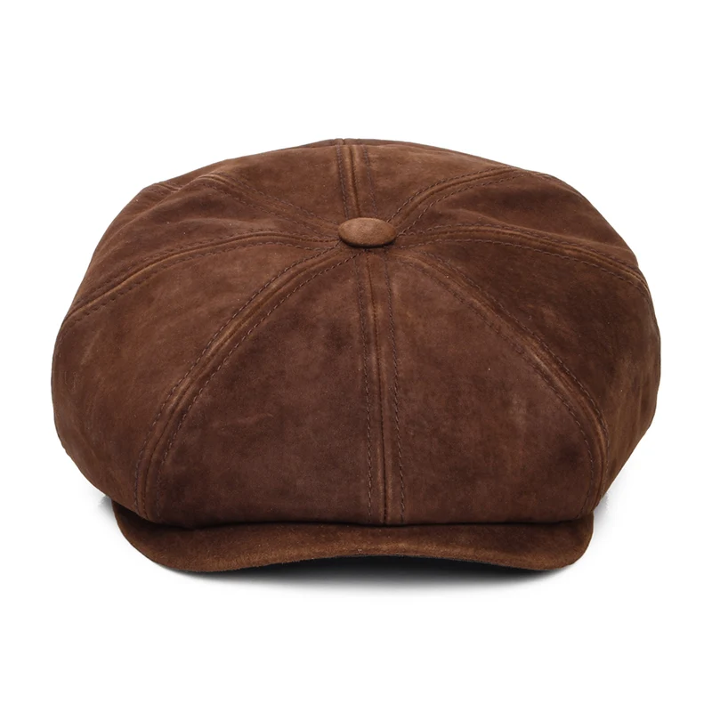 Casquette Gavroche en Cuir Vieilli Hatteras cognac STETSON