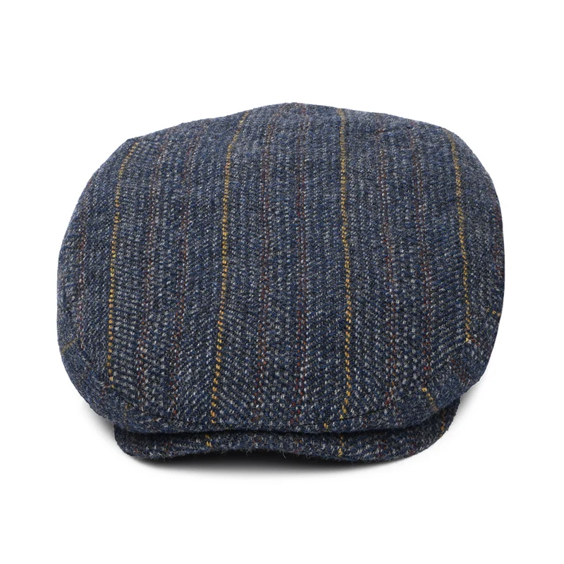 Casquette Plate en Laine Vierge à Chevrons et Rayures Kent bleu-multi STETSON