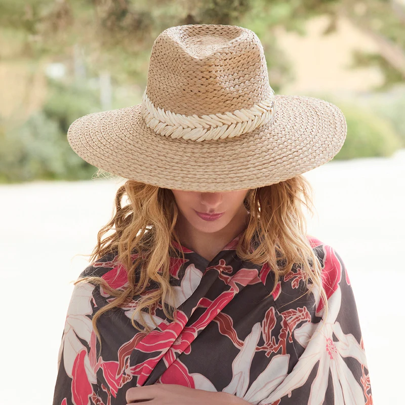 Chapeau Fedora en Paille Toyo Wandeer marron clair BARTS