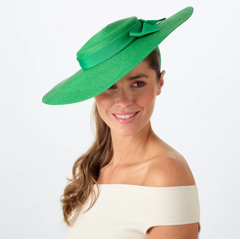 Chapeau Canotier en Paille Toyo Pearl vert FAILSWORTH