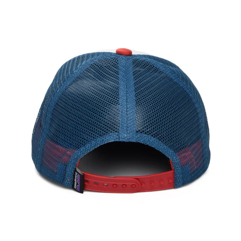 Casquette Trucker Enfant en Coton Bio Fitz Roy Bear blanc-rouge-bleu PATAGONIA
