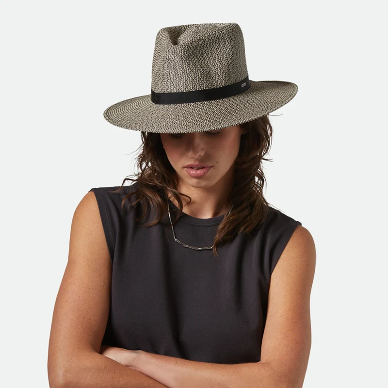 Chapeau Fedora en Paille Toyo Pliable Carolina noir-naturel BRIXTON