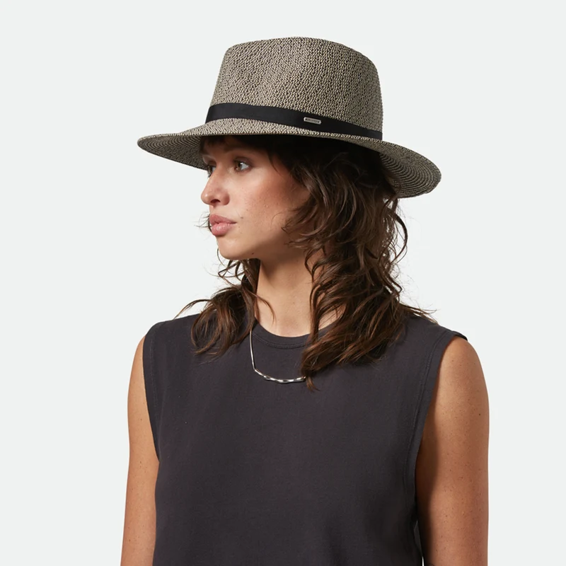 Chapeau Fedora en Paille Toyo Pliable Carolina noir-naturel BRIXTON