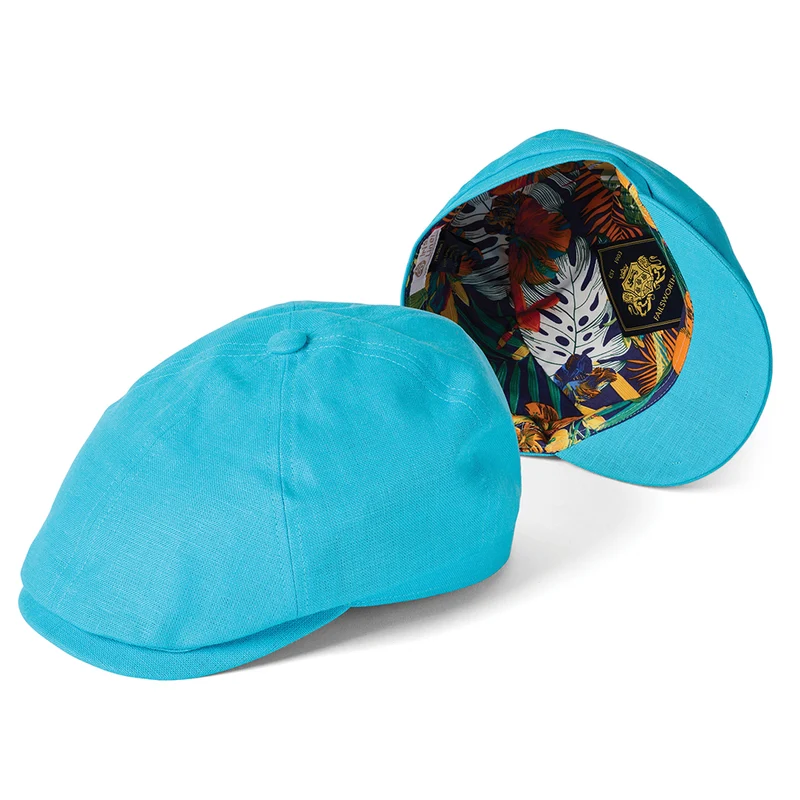 Casquette Gavroche en Lin Irlandais Hudson aqua FAILSWORTH