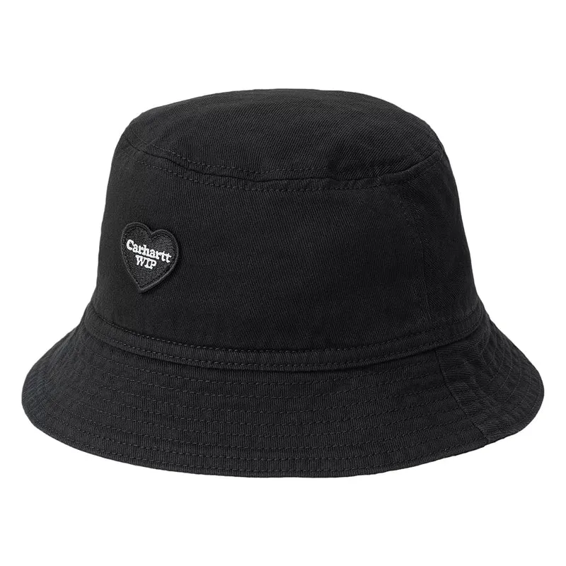 Chapeau Bob en Coton Sergé Coeur Drewe noir délavé CARHARTT WIP