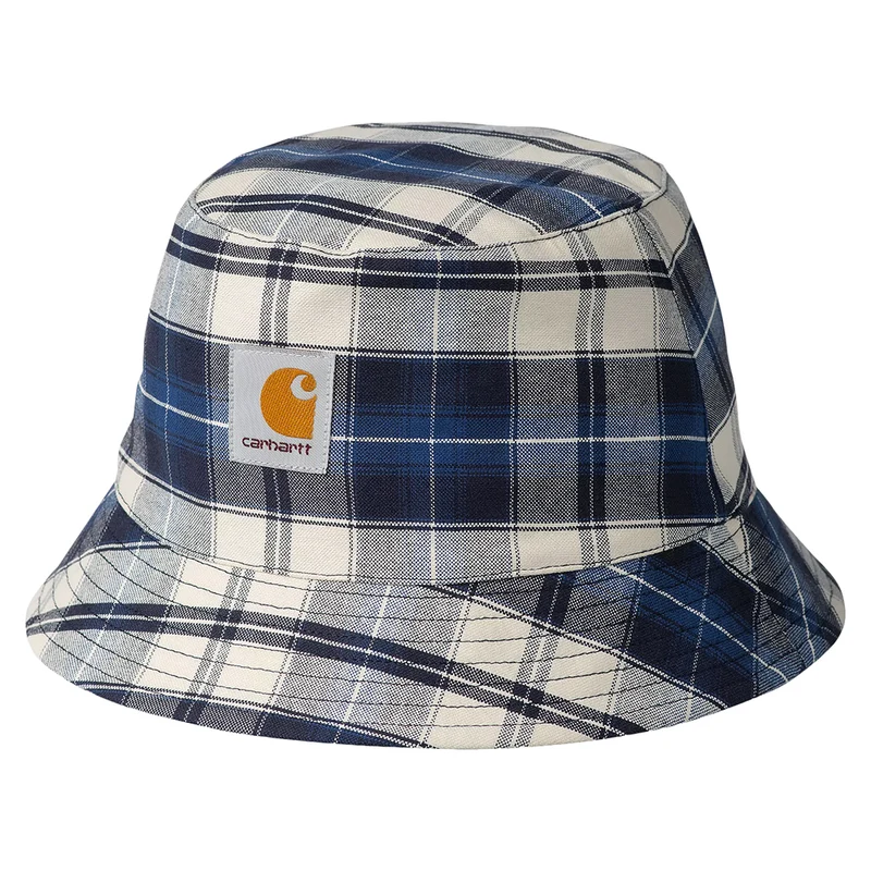 Chapeau Bob en Coton à Carreaux Tarbell bleu marine foncé-blanc CARHARTT WIP