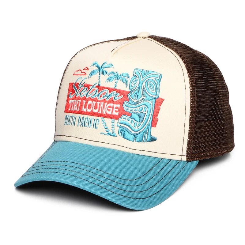 Casquette Trucker Tiki Lounge crème-bleu sarcelle-marron STETSON