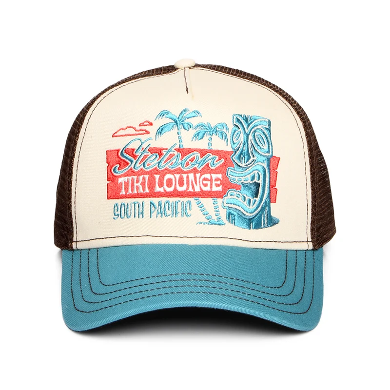 Casquette Trucker Tiki Lounge crème-bleu sarcelle-marron STETSON