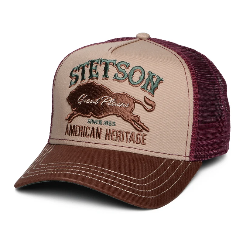 Casquette Trucker Great Plains marron-vin STETSON