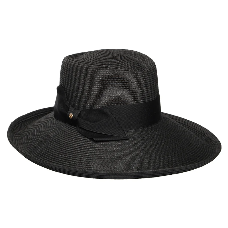 Chapeau Été en Paille avec Nœud Sissinghurst noir FAILSWORTH