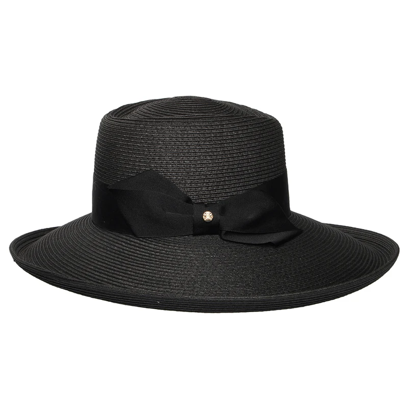Chapeau Été en Paille avec Nœud Sissinghurst noir FAILSWORTH