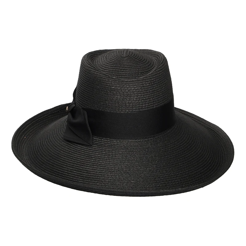 Chapeau Été en Paille avec Nœud Sissinghurst noir FAILSWORTH