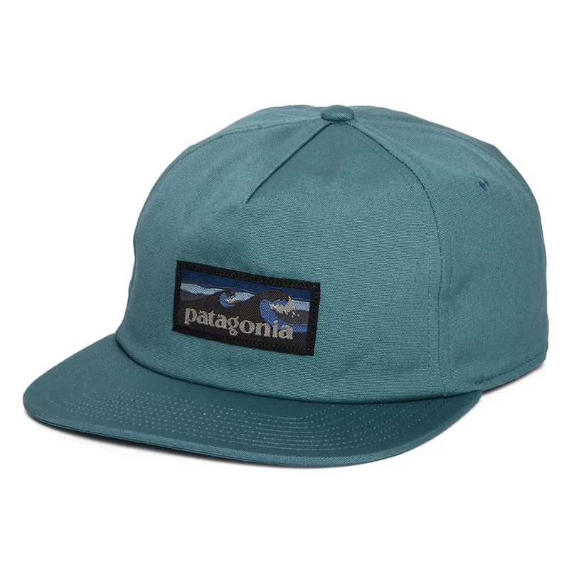 Casquette en Coton Bio Boardshort Label Funfarer bleu sarcelle foncé PATAGONIA