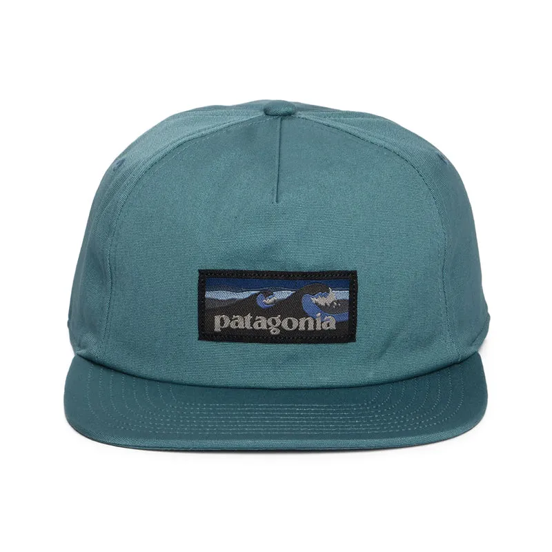 Casquette en Coton Bio Boardshort Label Funfarer bleu sarcelle foncé PATAGONIA