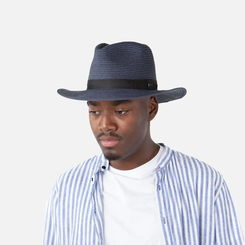 Chapeau Fedora en Paille Toyo Aveloz bleu marine BARTS