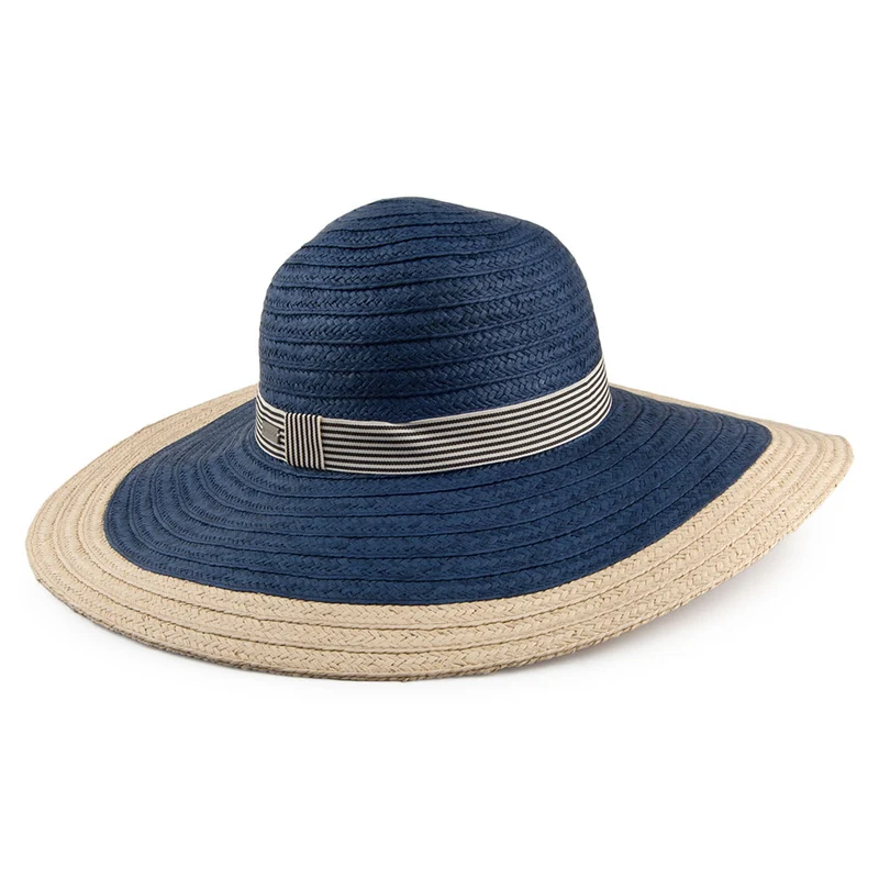 Chapeau Été à Bord Large Lora naturel-bleu marine BETMAR
