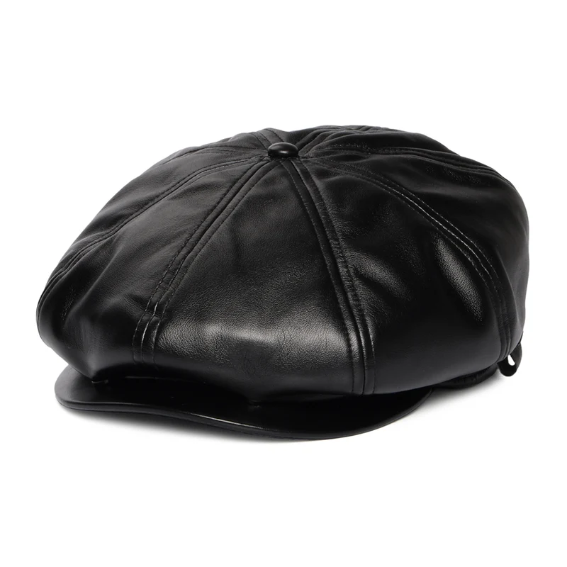 Casquette Gavroche en Simili-Cuir noir KANGOL