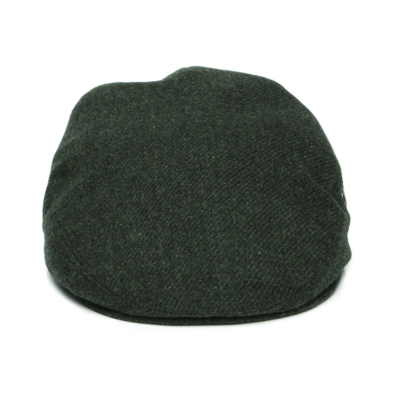 Casquette Plate en Laine Vierge Chinée vert foncé CITY SPORT