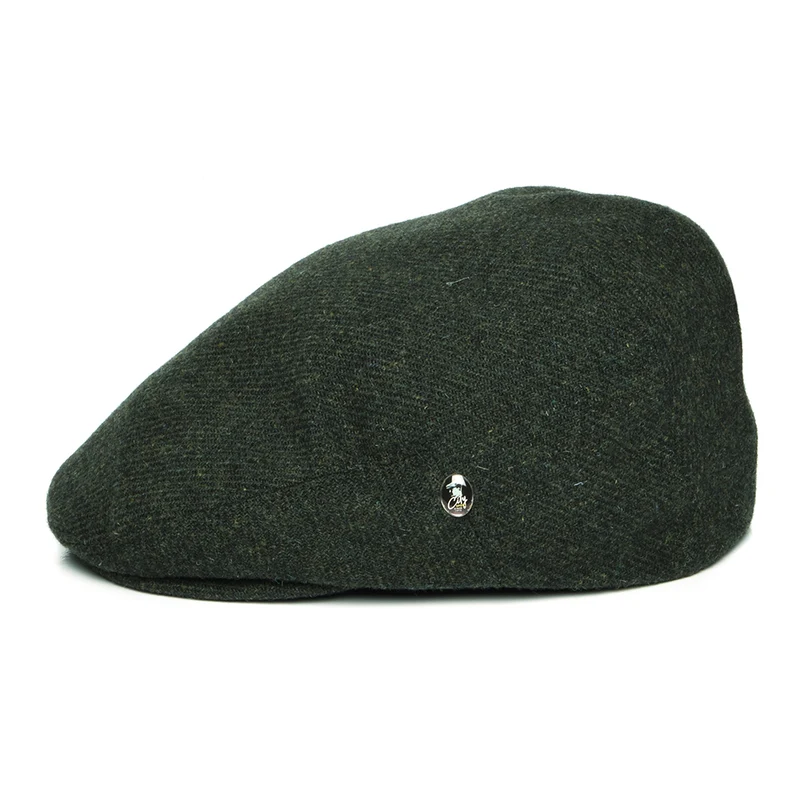 Casquette Plate en Laine Vierge Chinée vert foncé CITY SPORT