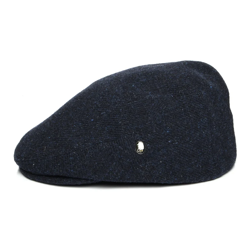 Casquette Plate en Laine Vierge Chinée bleu marine CITY SPORT