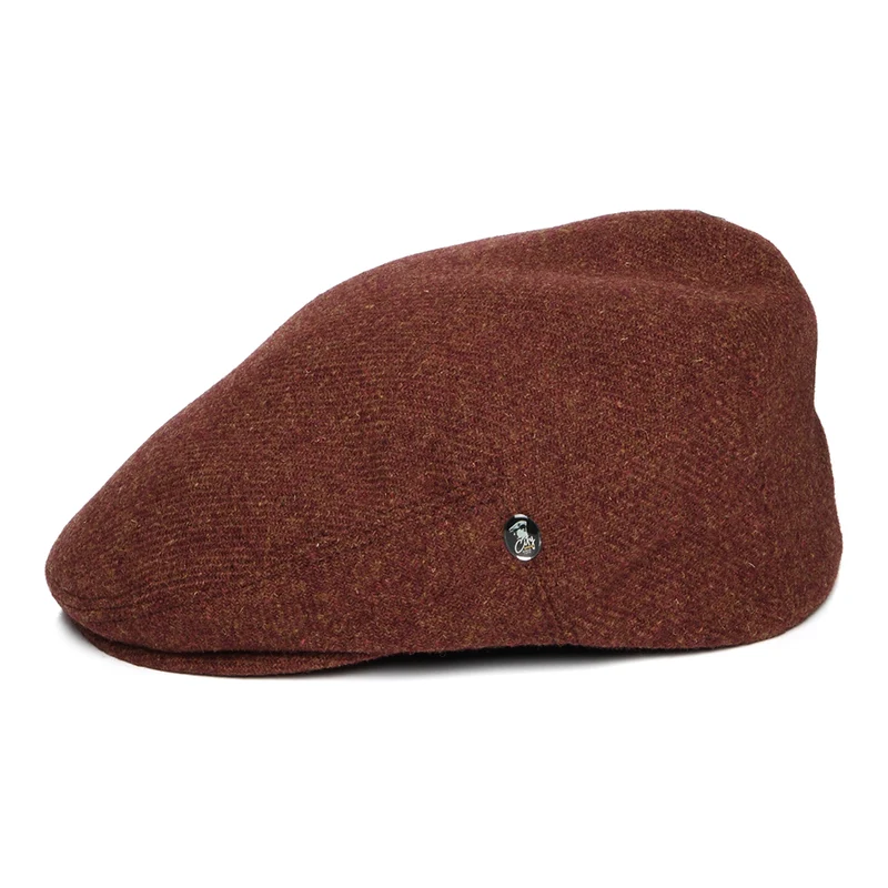 Casquette Plate en Laine Vierge Chinée rouille CITY SPORT