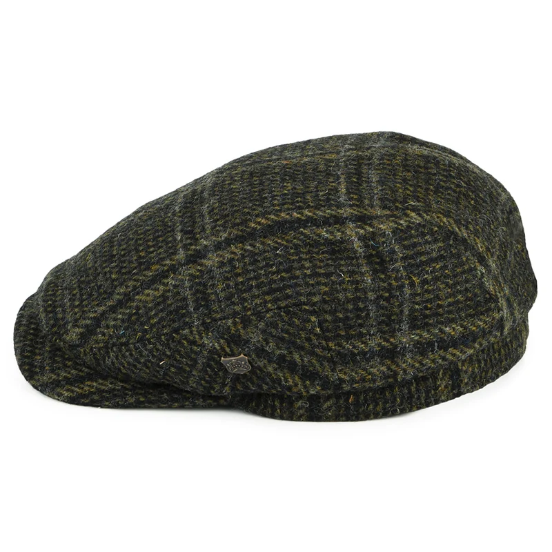 Casquette Plate à Visière Allongée en HARRIS TWEED Finsbay forêt FAILSWORTH