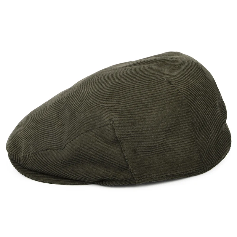 Casquette Plate en Velours Côtelé olive FAILSWORTH
