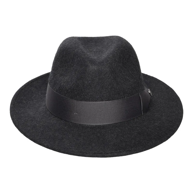 Chapeau Fedora en Laine Feutrée Chinée Hydrofuge Boston gris foncé FAILSWORTH