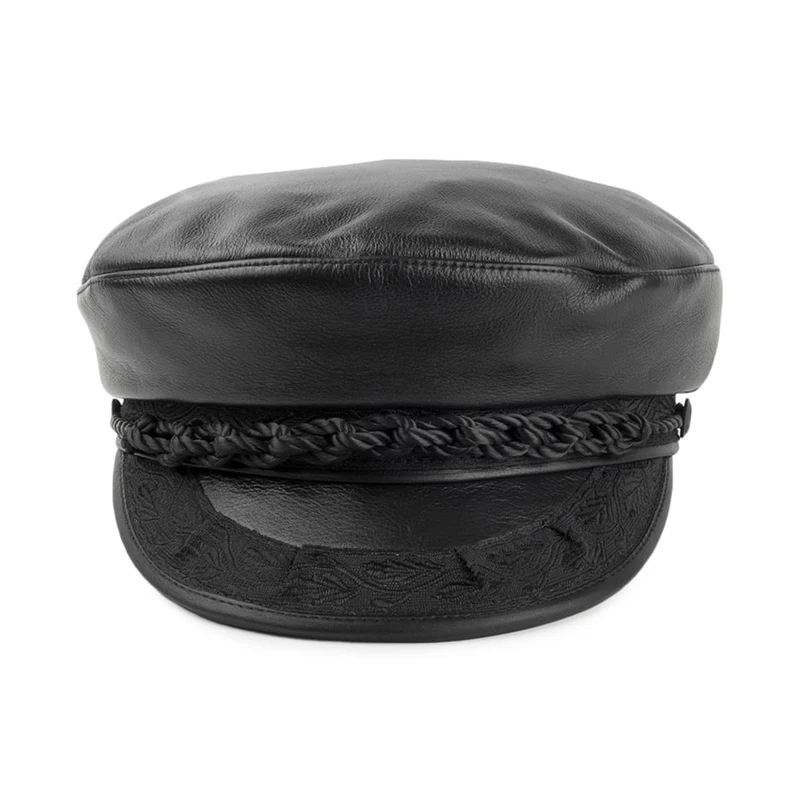 Casquette de Marin Grec en Cuir noir JAXON & JAMES
