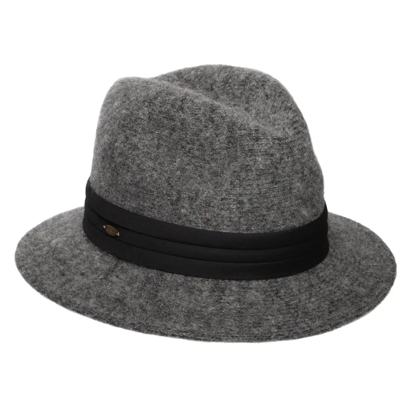 Chapeau Fedora Pliable en Angora Mélangé India anthracite SCALA