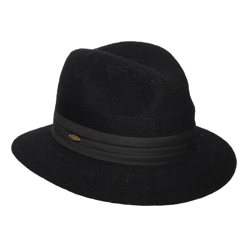 Chapeau Fedora Pliable en Angora Mélangé India noir SCALA