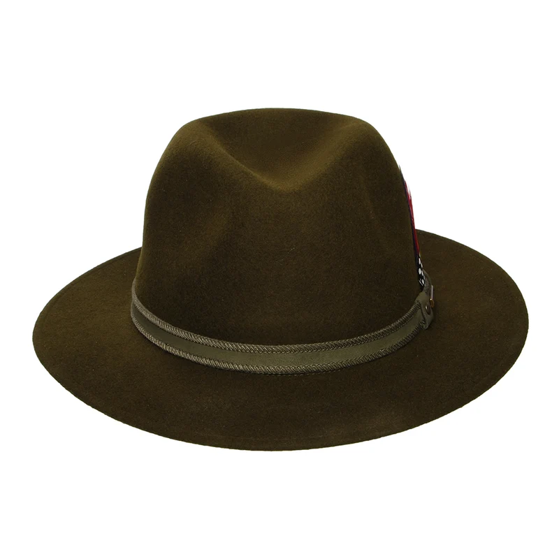 Chapeau Fedora Safari en Laine Feutrée Hydrofuge Tenvelco Traveller forêt foncé STETSON