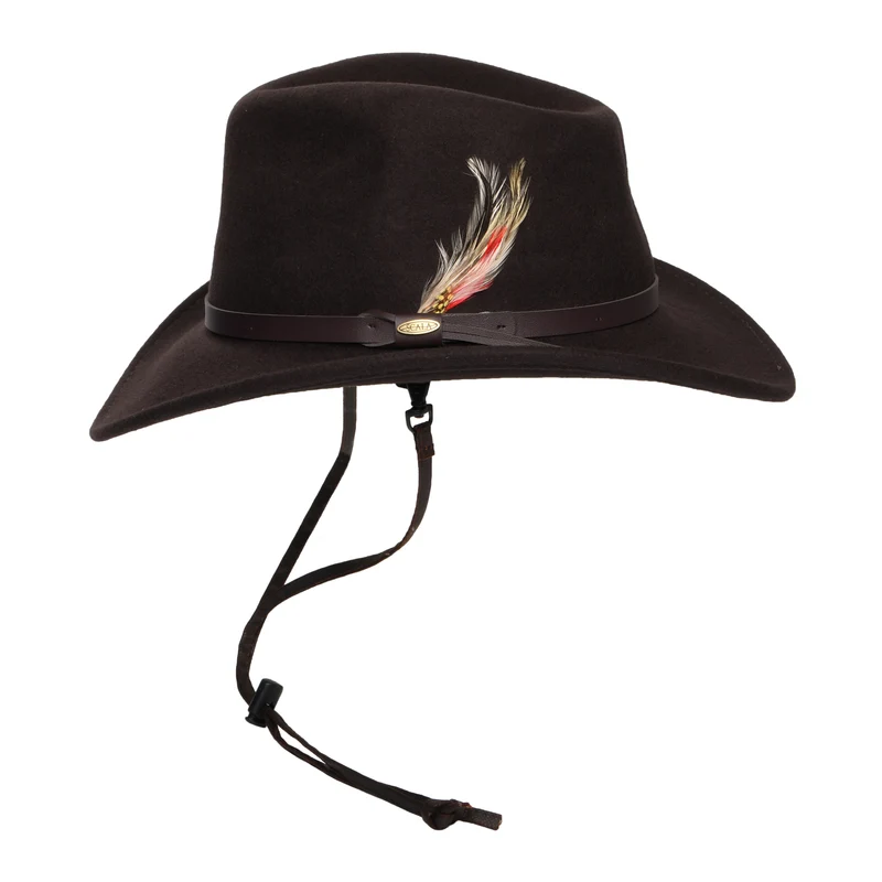 Chapeau Australien en Laine Feutrée Déformable Hydrofuge Dakota Stampede chocolat SCALA