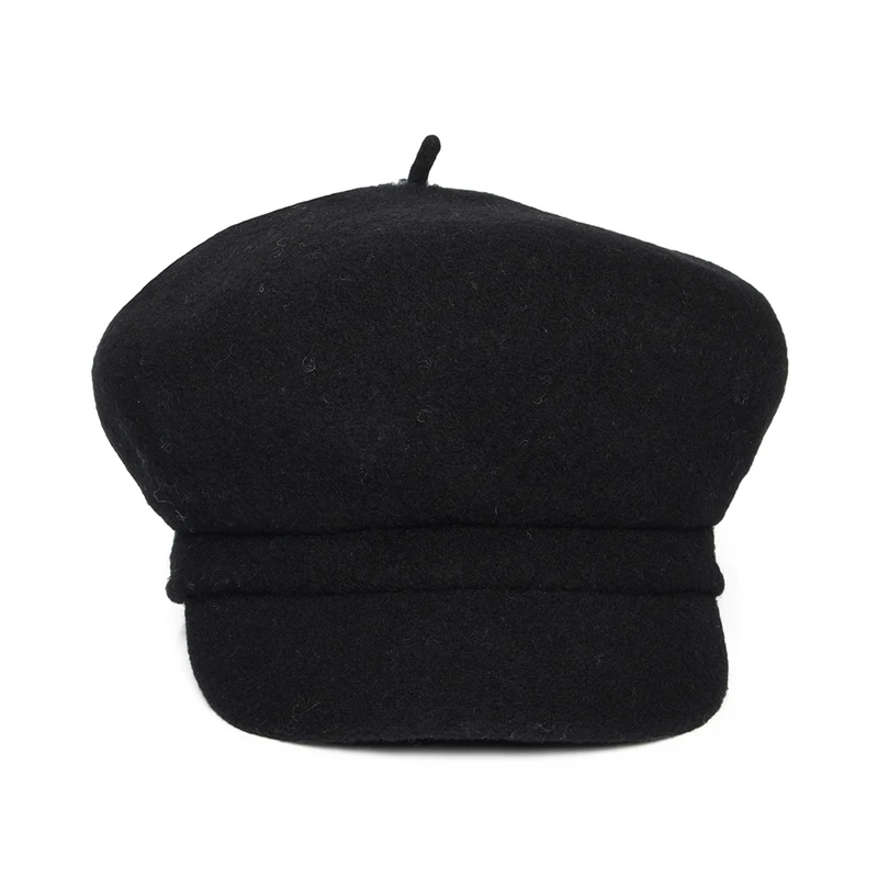 Casquette Gavroche en Laine Vanessa noir WHITELEY