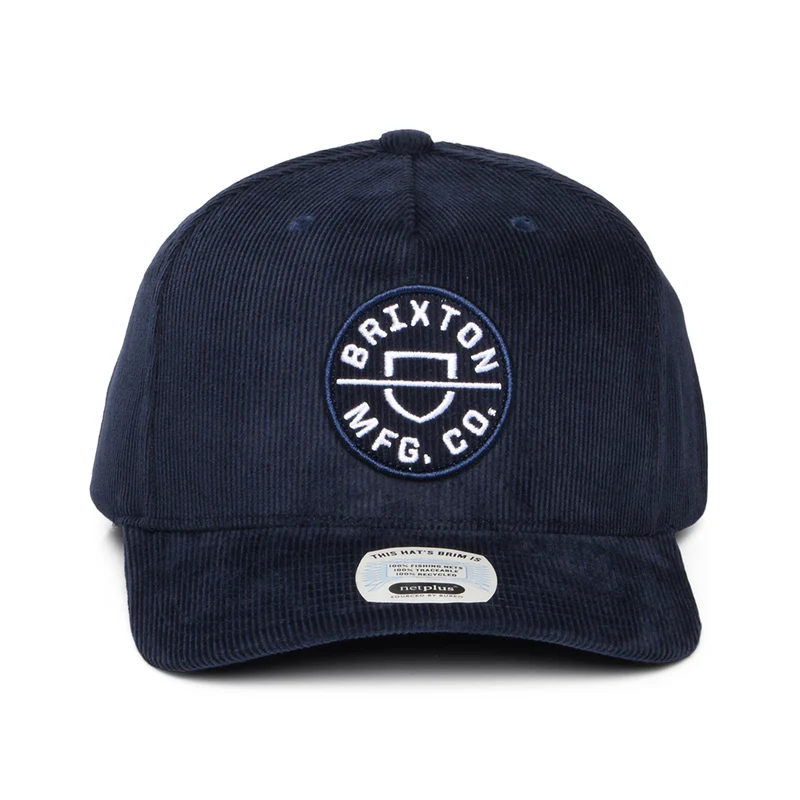 Casquette Snapback en Velours Côtelé Crest C NetPlus MP bleu marine délavé BRIXTON