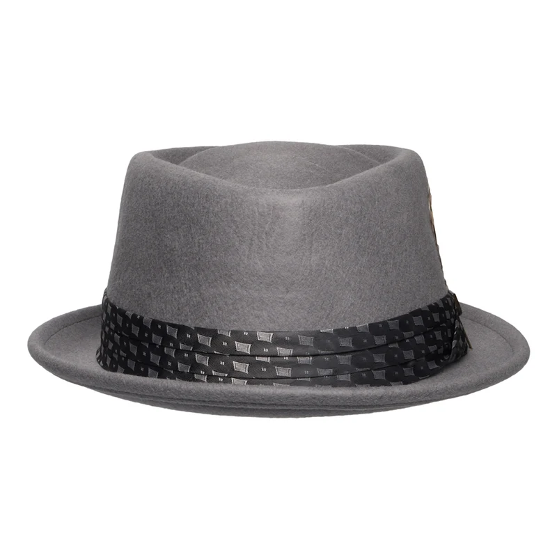Chapeau Pork Pie en Laine Feutrée Stout gris clair BRIXTON