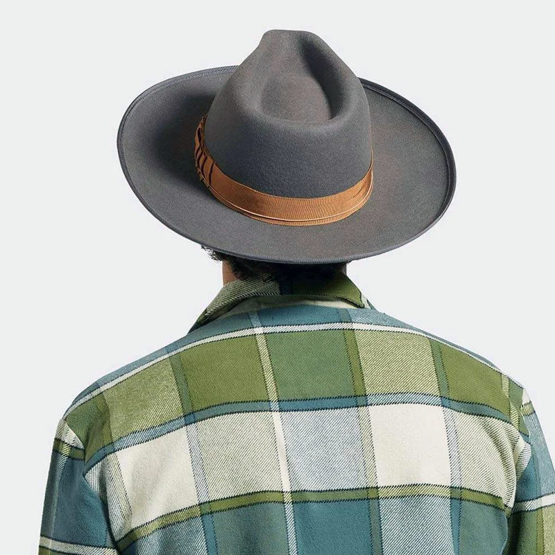 Chapeau Fedora en Laine Feutrée Reno gris foncé BRIXTON