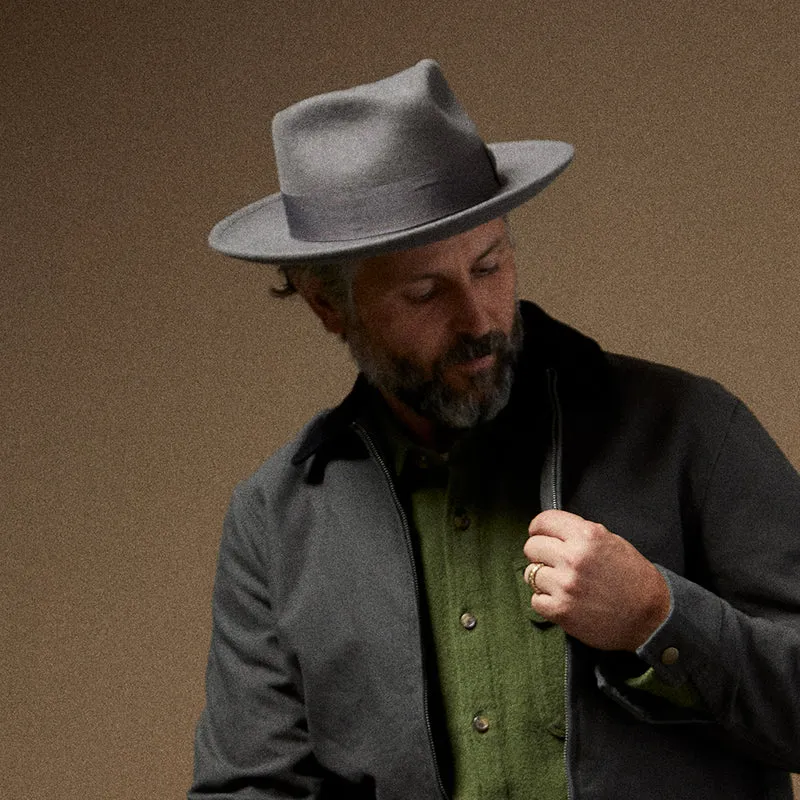Chapeau Fedora en Laine Feutrée Convertabrim Swindle gris BRIXTON