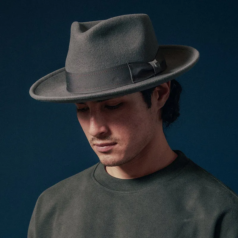 Chapeau Fedora en Laine Feutrée Convertabrim Swindle gris BRIXTON