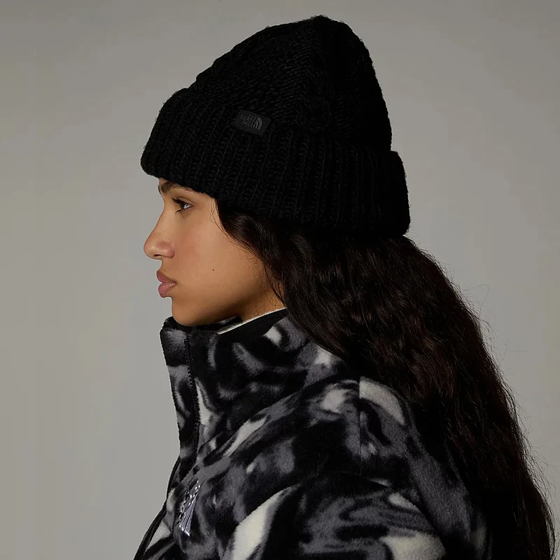 Bonnet Femme à Revers et à Torsades Oh Mega noir THE NORTH FACE