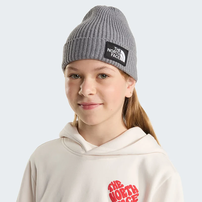 Bonnet Enfant Recyclé à Revers TNF Logo Box gris moyen THE NORTH FACE